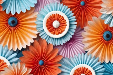 Colorful Paper Flowers Arrangement - Top View
