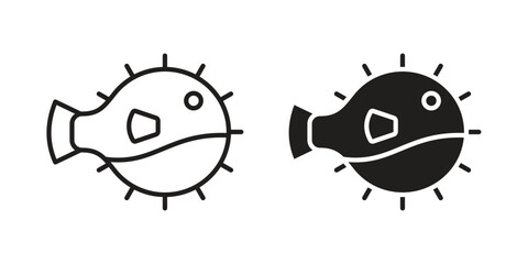 Blowfish icons. Black and White Vector Icons. can be used web and mobile © Natubhai