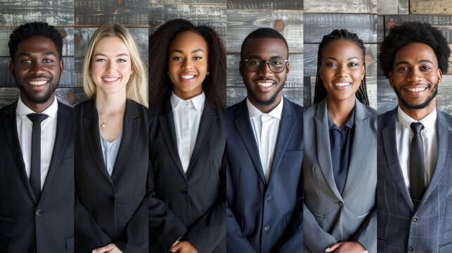 Diverse business team collage  a collection of faces for user profiles and professional imagery