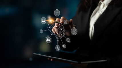 A visual of artificial intelligence network connecting AI, network, and system across a structured digital platform for seamless AI communication Latch