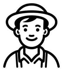 Obraz premium Farmer png character line art, transparent background