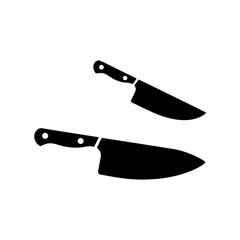 Kitchen Knives Silhouette Icon Set on White Background Vector Art Illustration on white background.