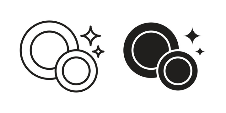 Clean plate icons. Black and White Vector Icons. can be used web and mobile