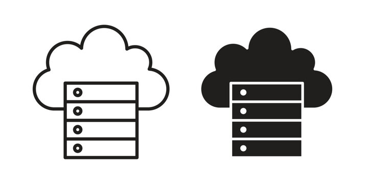 Cloud server icons. Black and White Vector Icons. can be used web and mobile