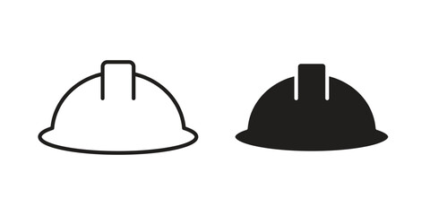 Obraz premium Construction safety helmet icons. Black and White Vector Icons. can be used web and mobile