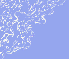 A blue background with lines drawn in smoke creates a sense of movement and lightness. An abstract image for design, backgrounds, web design, and advertising banners.