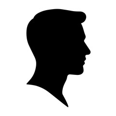 Black & white vector silhouette of Man profile on white background