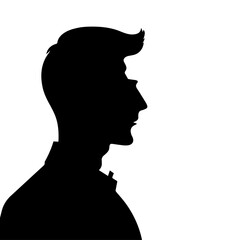 Black & white vector silhouette of Man profile on white background