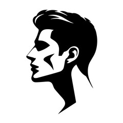 Black & white vector silhouette of Man profile on white background
