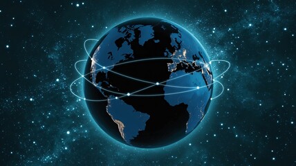 Connected world with glowing network lines against a cosmic backdrop