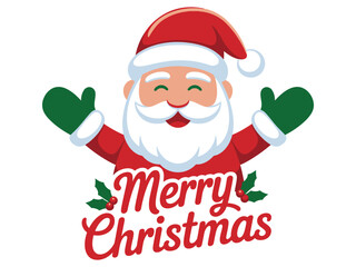 A festive illustration of Santa Claus spreading holiday cheer with outstretched arms and a "Merry Christmas" greeting.