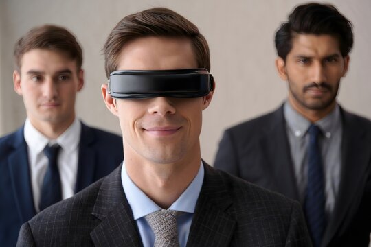 Businessman with VR Headset – Future of Work and Technology