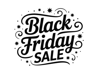 Black Friday Sale lettering with decorative elements and stars