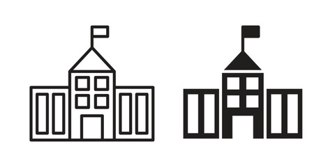 Institution icons. Black and White Vector Icons. can be used web and mobile