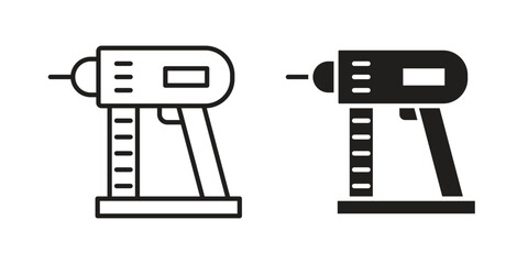 Nail gun icons. Black and White Vector Icons. can be used web and mobile