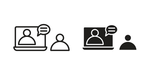 Online coaching icons. Black and White Vector Icons. can be used web and mobile