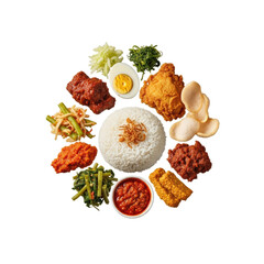 Delicious Nasi Lemak Platter with Fried Chicken and Spicy Sambal