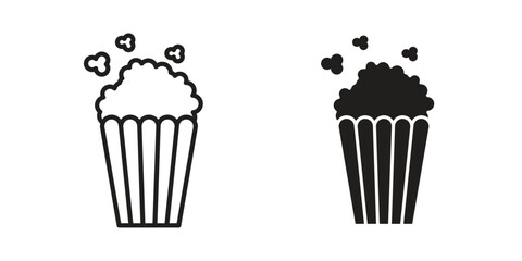 Popcorn icons. Black and White Vector Icons. can be used web and mobile