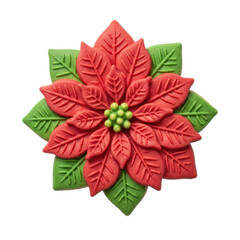 Detailed Poinsettia Decoration Glitter Festive Red Green