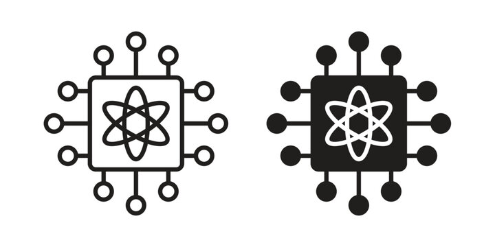 Quantum computing icons. Black and White Vector Icons. can be used web and mobile