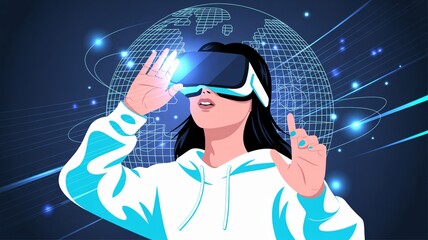 Immersive virtual reality experience with vibrant modern technology