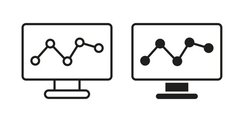 SEO Monitoring icons. Black and White Vector Icons. can be used web and mobile