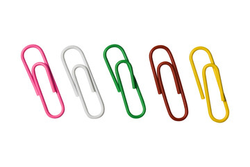 Colorful Paper Clips on Transparent Background