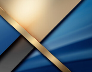 Abstract composition of gold and blue planes intersecting diagonally across frame