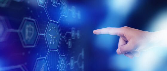 Cloud. Concept of global data processing, backup and synchronization