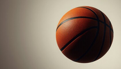 Obraz premium A close-up shot of a basketball floating against a soft gradient background, emphasizing its texture and design.