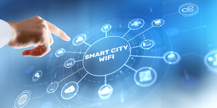 Free public wifi access in a modern smart city enabling seamless digital connectivity for all citizens - Powered by Adobe