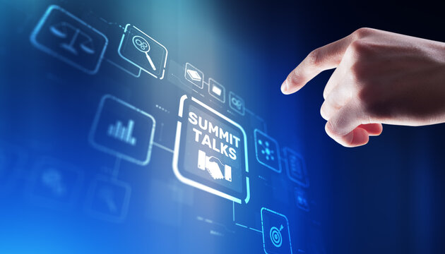 Diplomatic summit negotiations between international leaders discussing critical global policies