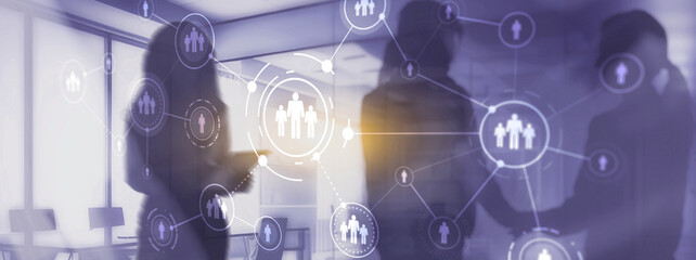 People relation and organization structure. Human resource management mixed media finance concept