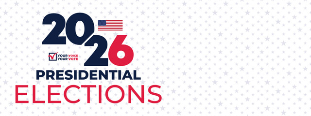 2026 Presidential Elections Banner with Dotted Background and Bold Layout