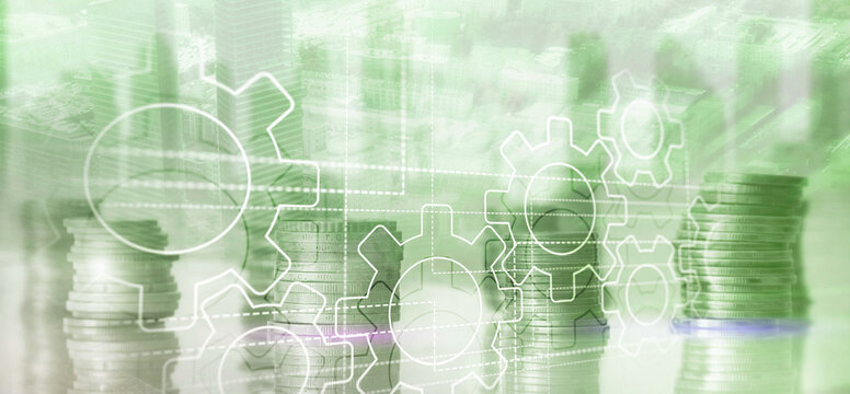 Technology Gears and industry 4.0 smart factory concept