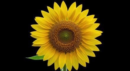 Fototapeta premium Vibrant yellow sunflower bloom isolated against a clean background. Detailed view emphasizing the large seed head and surrounding colorful petals, sunflower, botany, large
