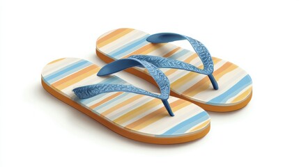 Realistic Illustration of Beach Flip Flops Perfect for Summer Vacation and Holiday Travel