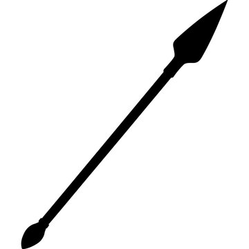 Black spear silhouette on white background