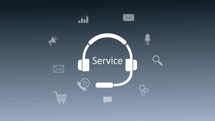 AI customer service support system concept. AI service technology with chatbot, email, phone and voice assistant for 24/7 help online communication and Motion graphics of feedback concept. - Powered by Adobe