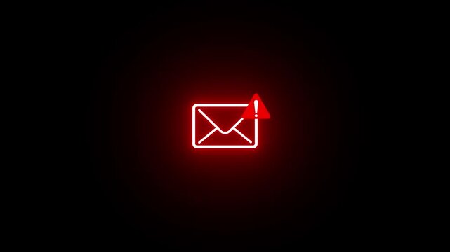 Concept of phishing scam, cyber threat, email fraud, and online security. Warning spam email alert on Motion graphics of sign concept. cybersecurity risks to protect digital identity from hacker