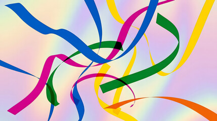  Colorful Flowing Streamers Over Pastel Gradient