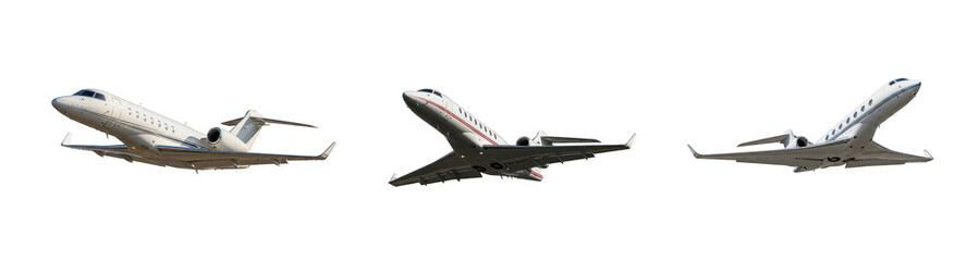 set of Private Jets isolated on white background, PNG with Oil Paint
