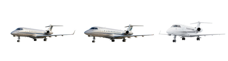 set of Private Jets isolated on white background, PNG with Oil Paint