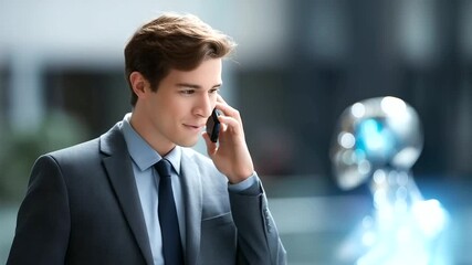 Faceless young businessman chatting with smart AI artificial intelligence chatbot interface machine learning conversation digital assistant technology automated communication - Powered by Adobe