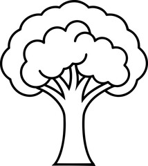 Simple Arbor Tree Line Drawing with Cloud-Like Canopy and Tapered Trunk