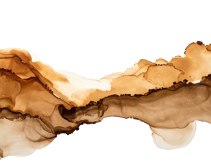 Artistic abstract with swirling coffee-toned pigment across a void