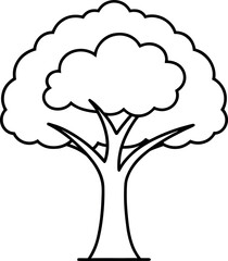 Stylized Arbor Tree Line Drawing with Rounded Canopy and Thick Trunk