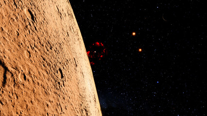 red brick wall with sun rays