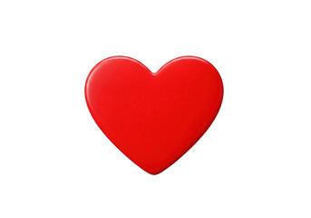 A vibrant, glossy, minimalist red heart graphic with perfectly smooth edges, isolated centrally on a pristine transparent background with ample copy space, a universal symbol of love and care