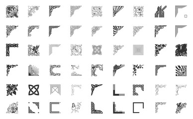 Vintage Corner Border Kit. Floral Swirls, Celtic Knots, and Art Deco Graphics.